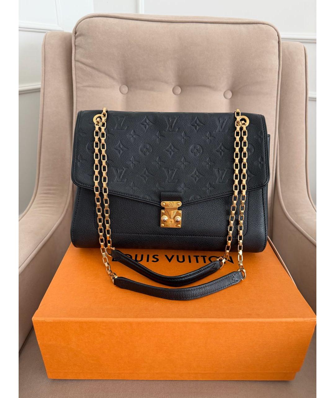 LOUIS VUITTON Черная кожаная сумка через плечо, фото 9