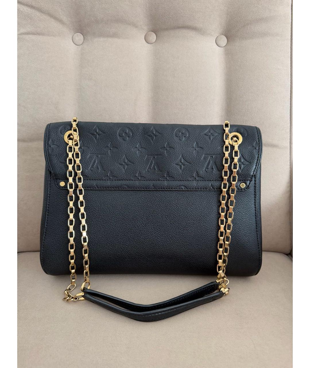 LOUIS VUITTON Черная кожаная сумка через плечо, фото 3