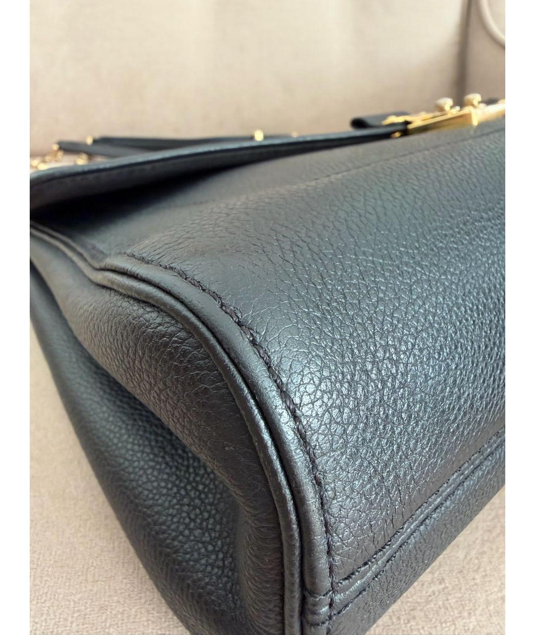 LOUIS VUITTON Черная кожаная сумка через плечо, фото 7