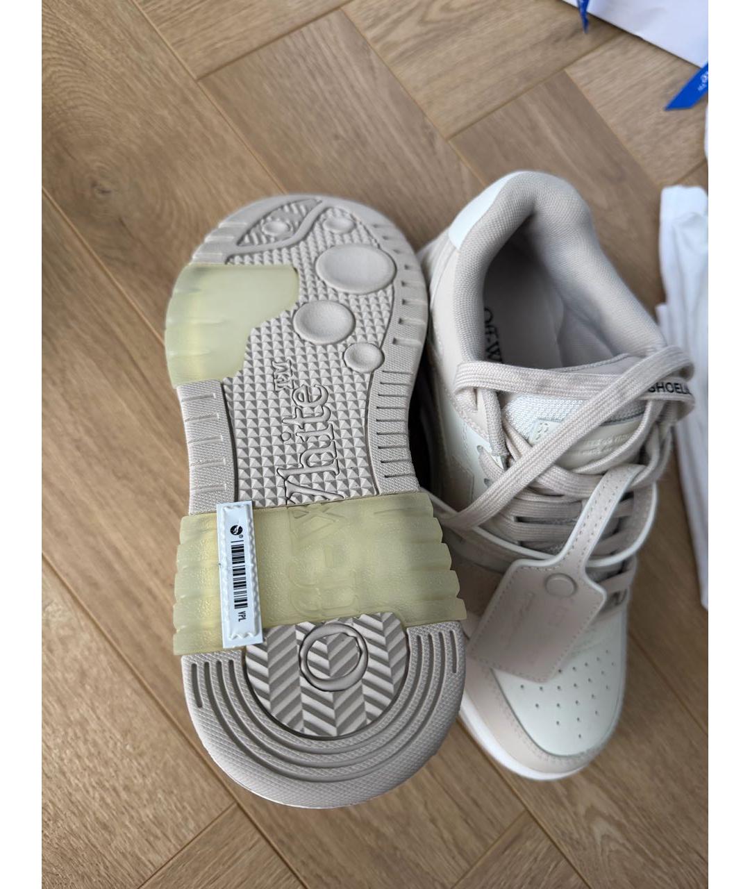 OFF-WHITE Бежевые кожаные кеды, фото 6