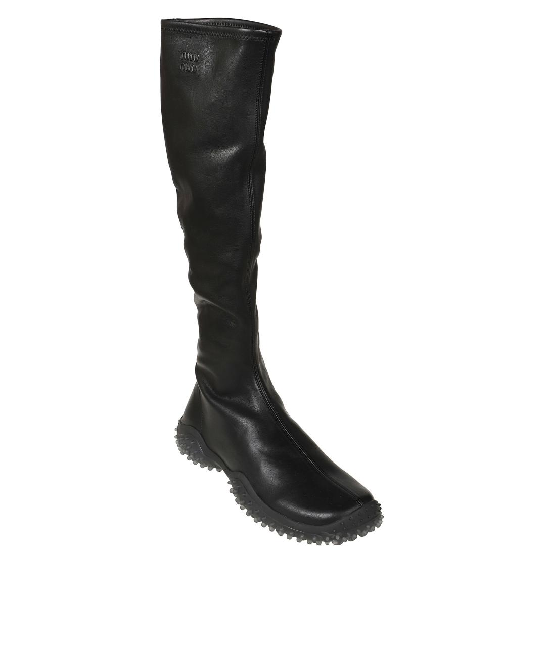 MIU MIU Черные кожаные сапоги, фото 2