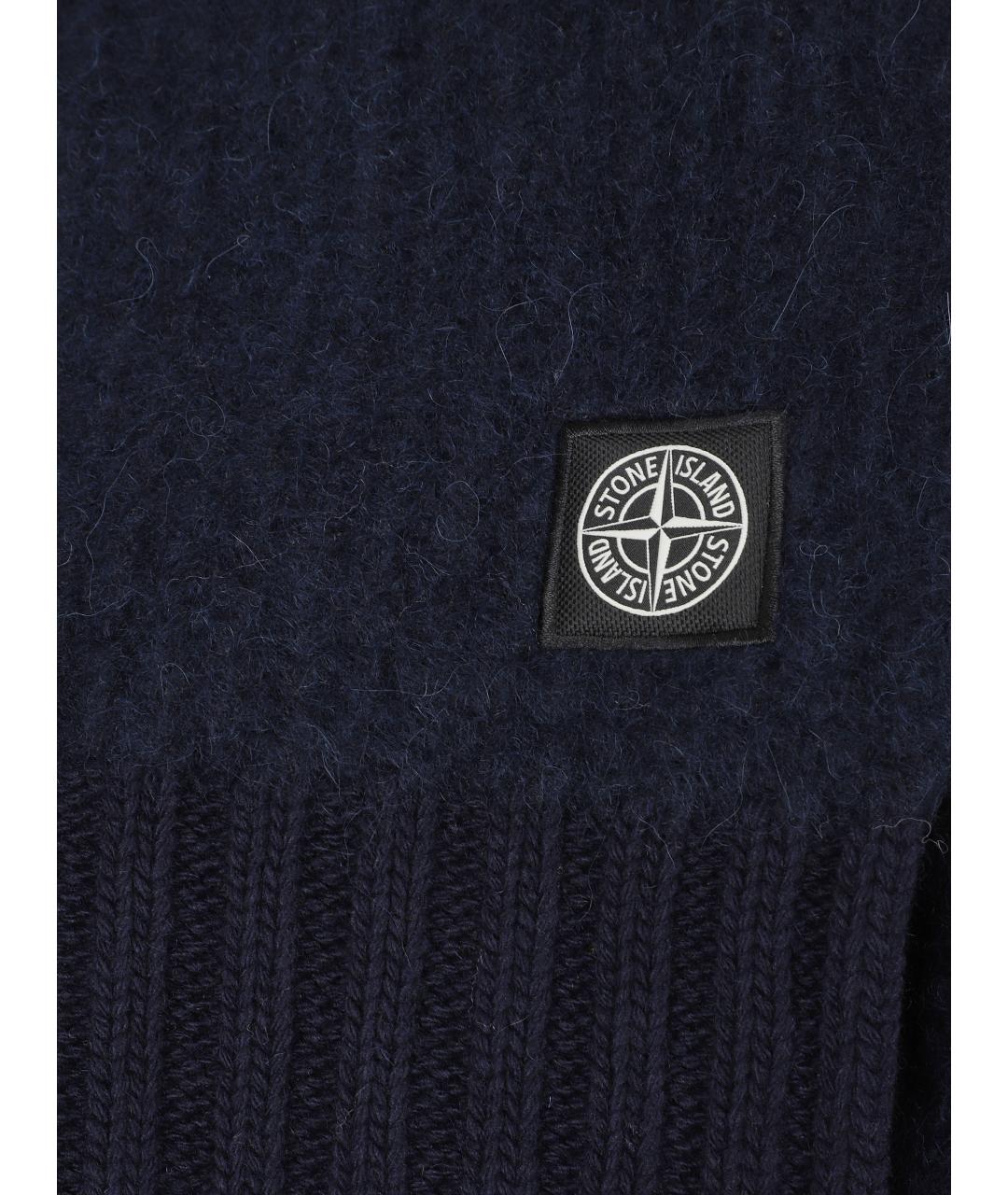 STONE ISLAND Темно-синий шерстяной шарф, фото 2
