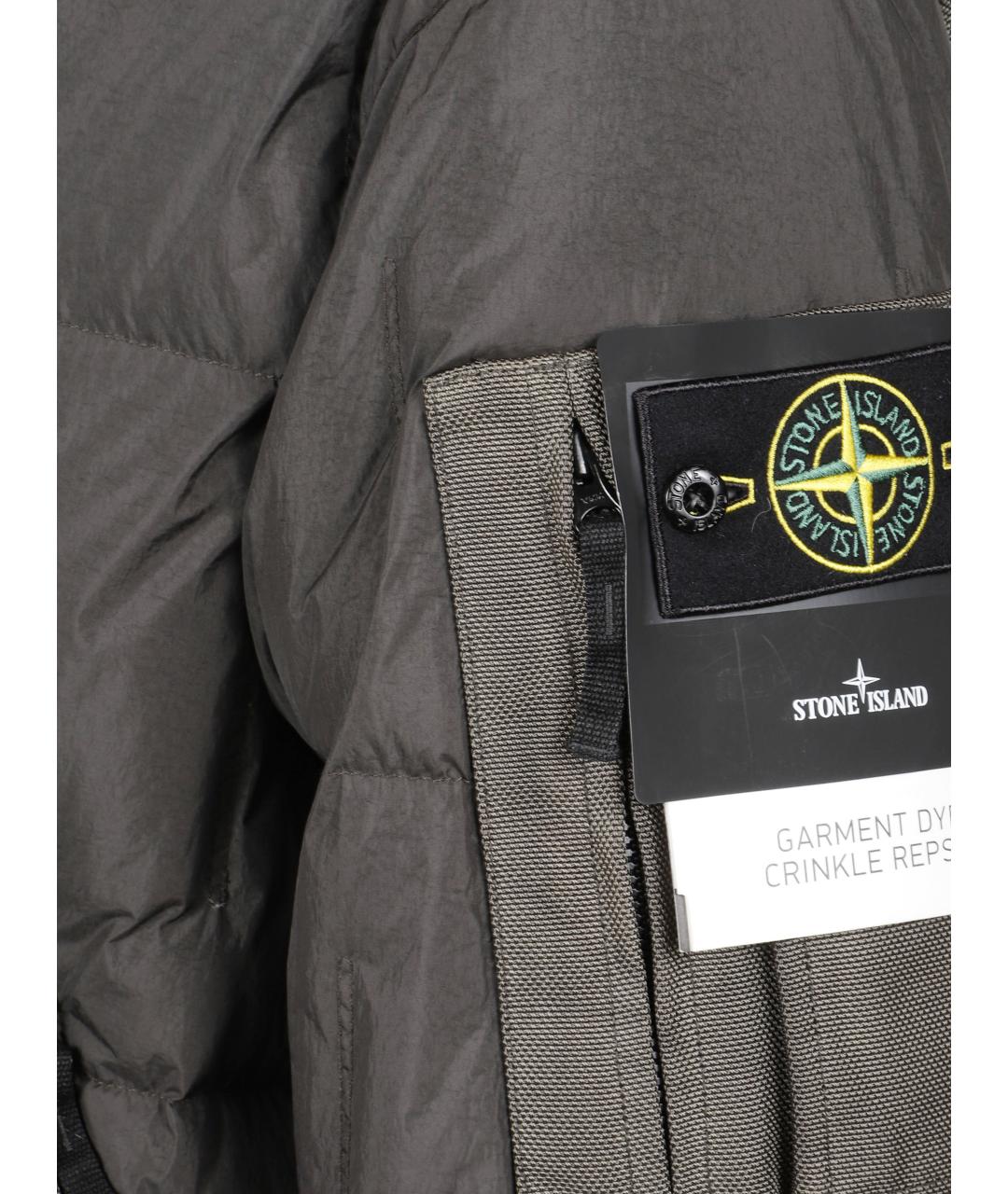 STONE ISLAND Серый полиамидовый пуховик, фото 2