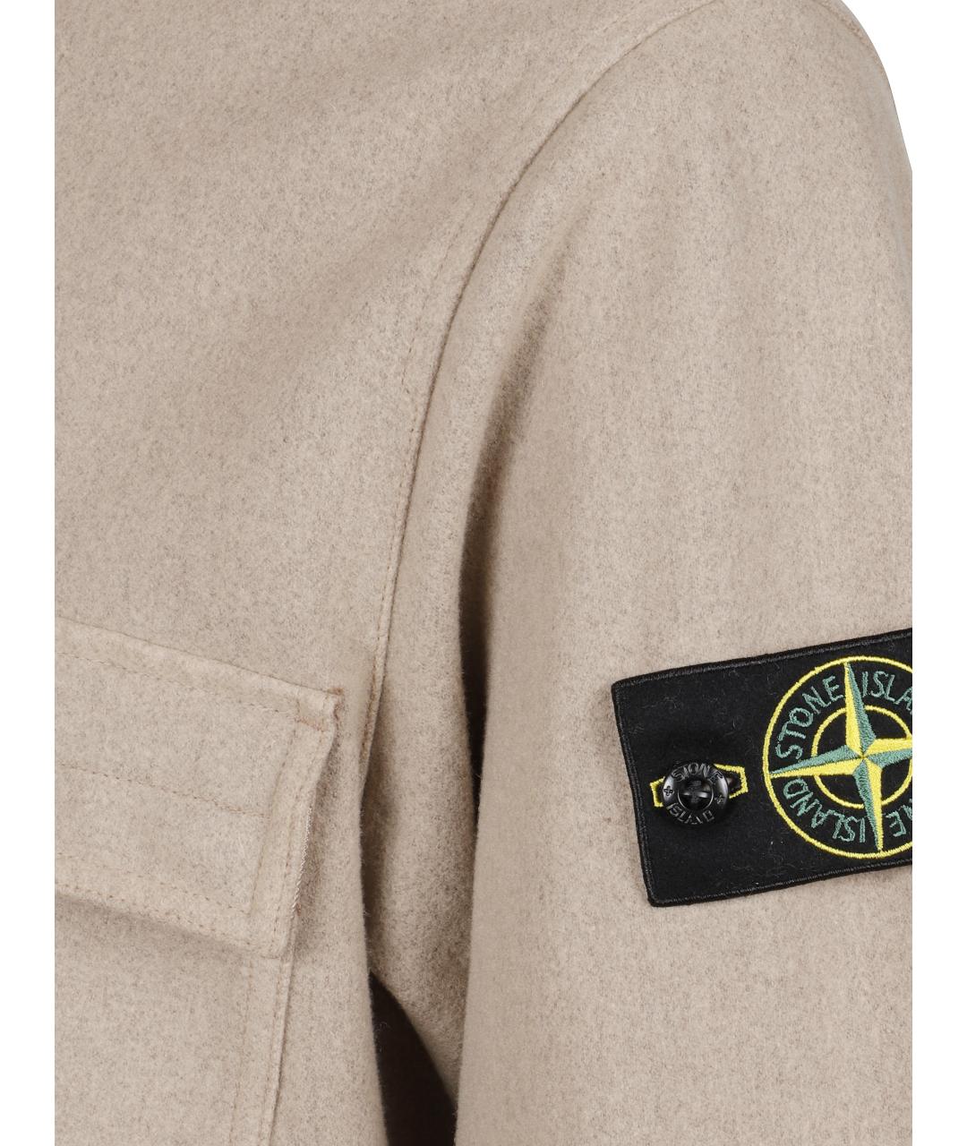 STONE ISLAND Бежевая шерстяная куртка, фото 2