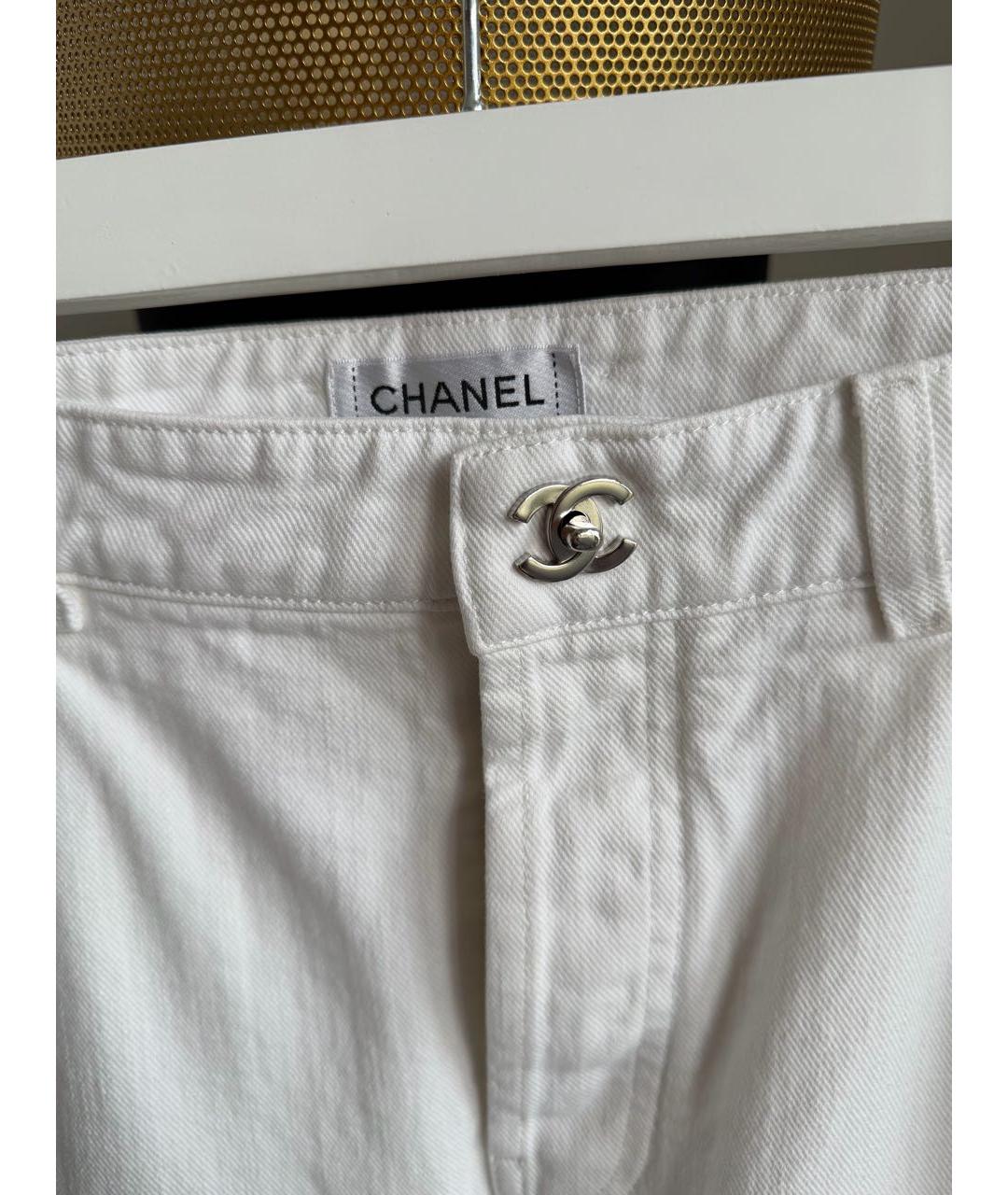 CHANEL Белые хлопковые прямые джинсы, фото 3