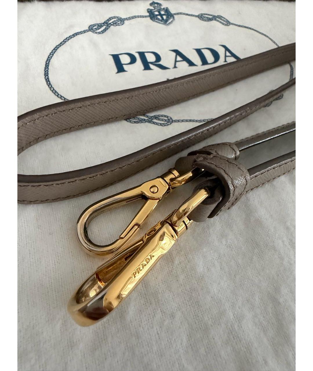 PRADA Бежевая кожаная сумка с короткими ручками, фото 8