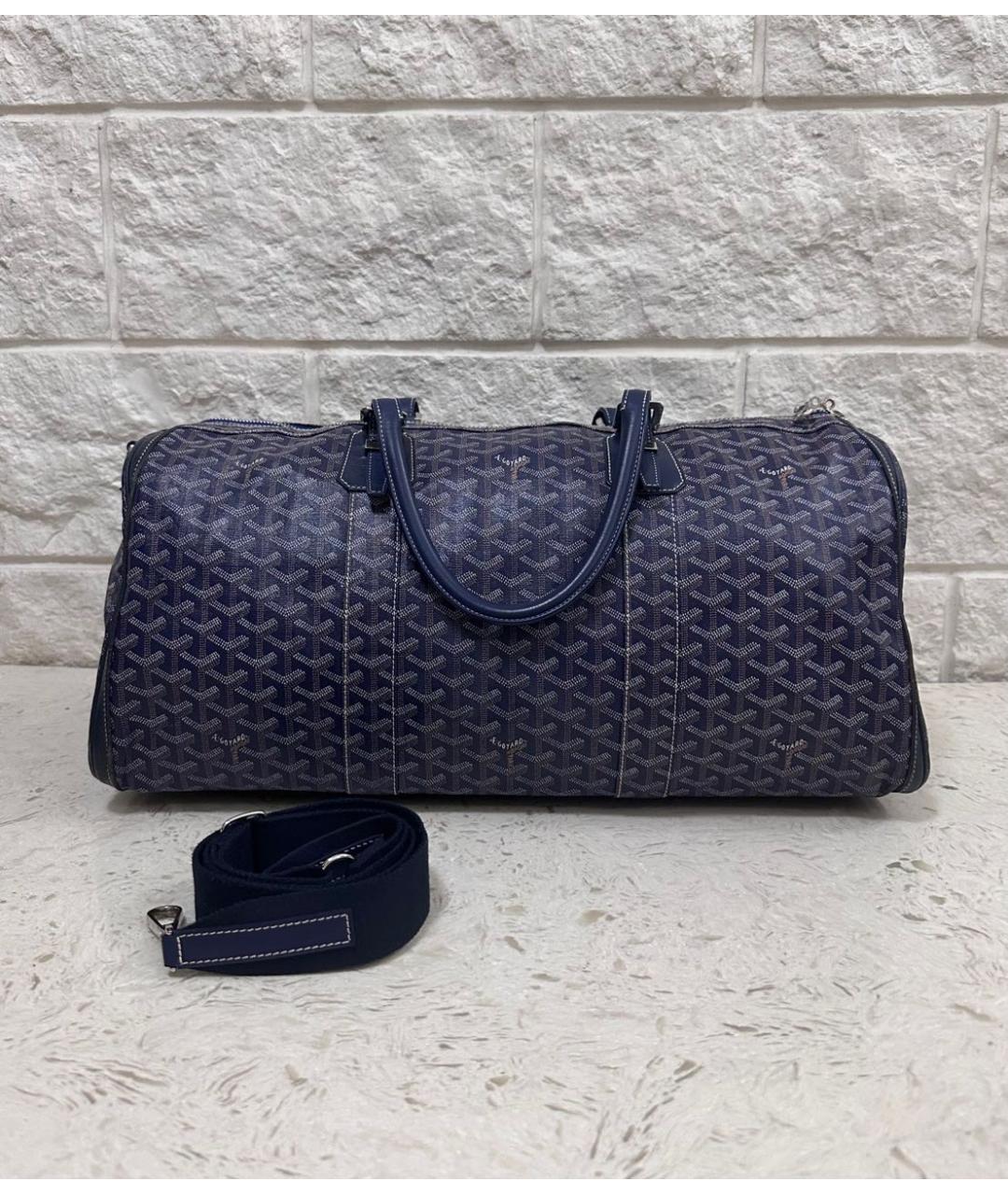 GOYARD Темно-синяя дорожная/спортивная сумка из канвы, фото 2