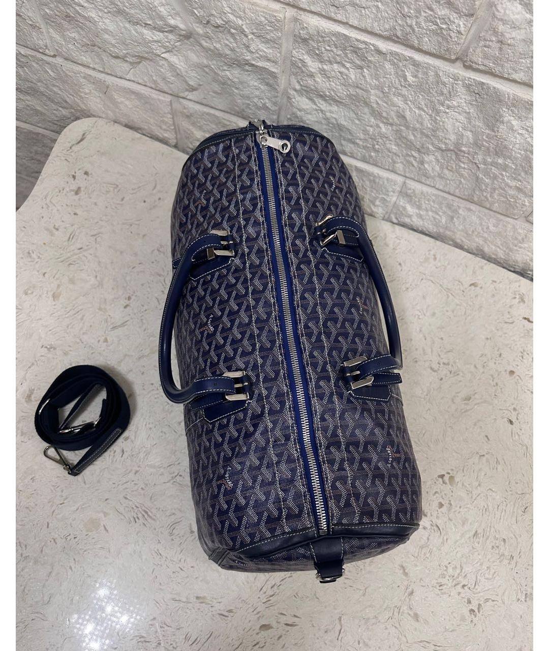 GOYARD Темно-синяя дорожная/спортивная сумка из канвы, фото 3
