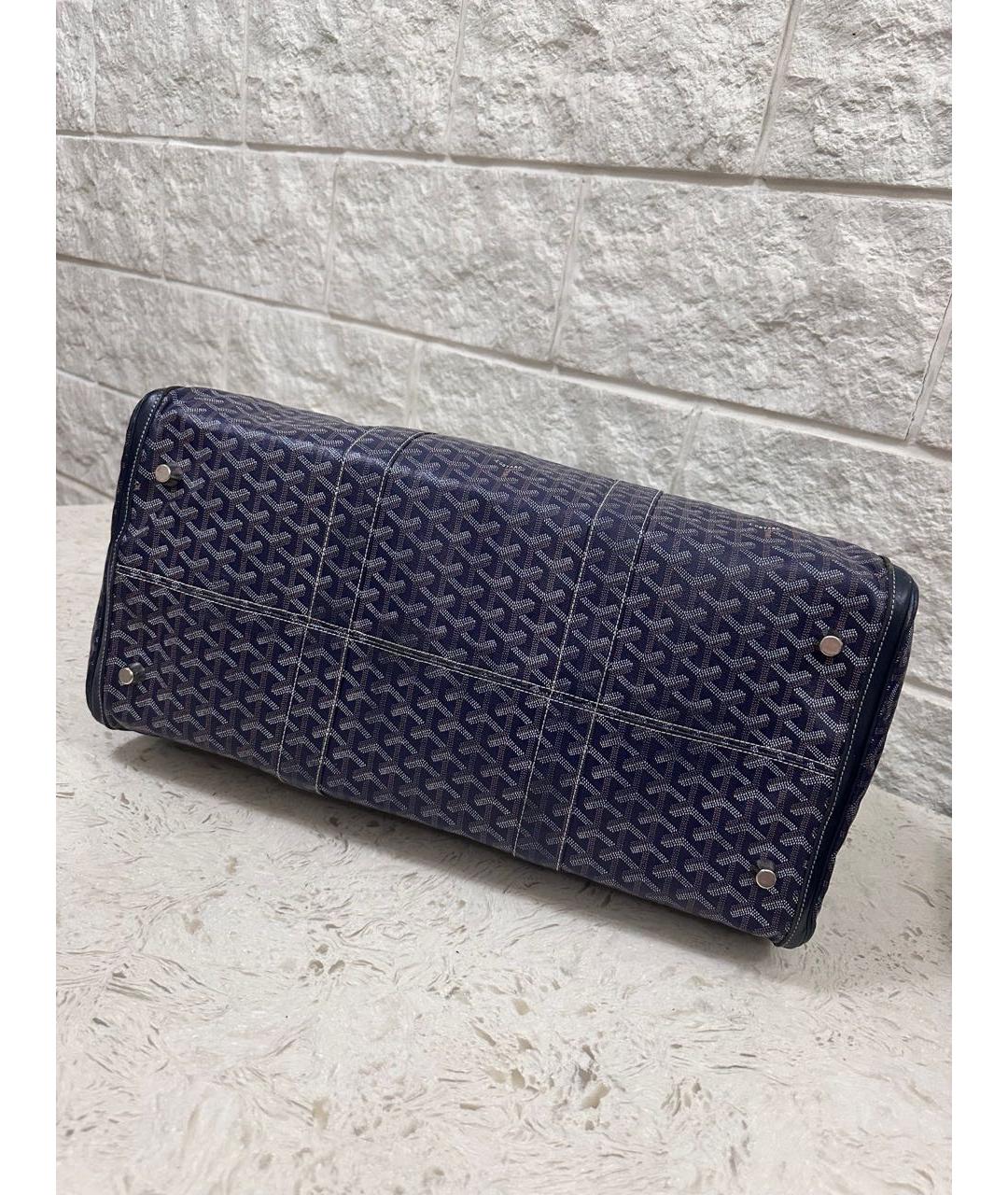 GOYARD Темно-синяя дорожная/спортивная сумка из канвы, фото 5