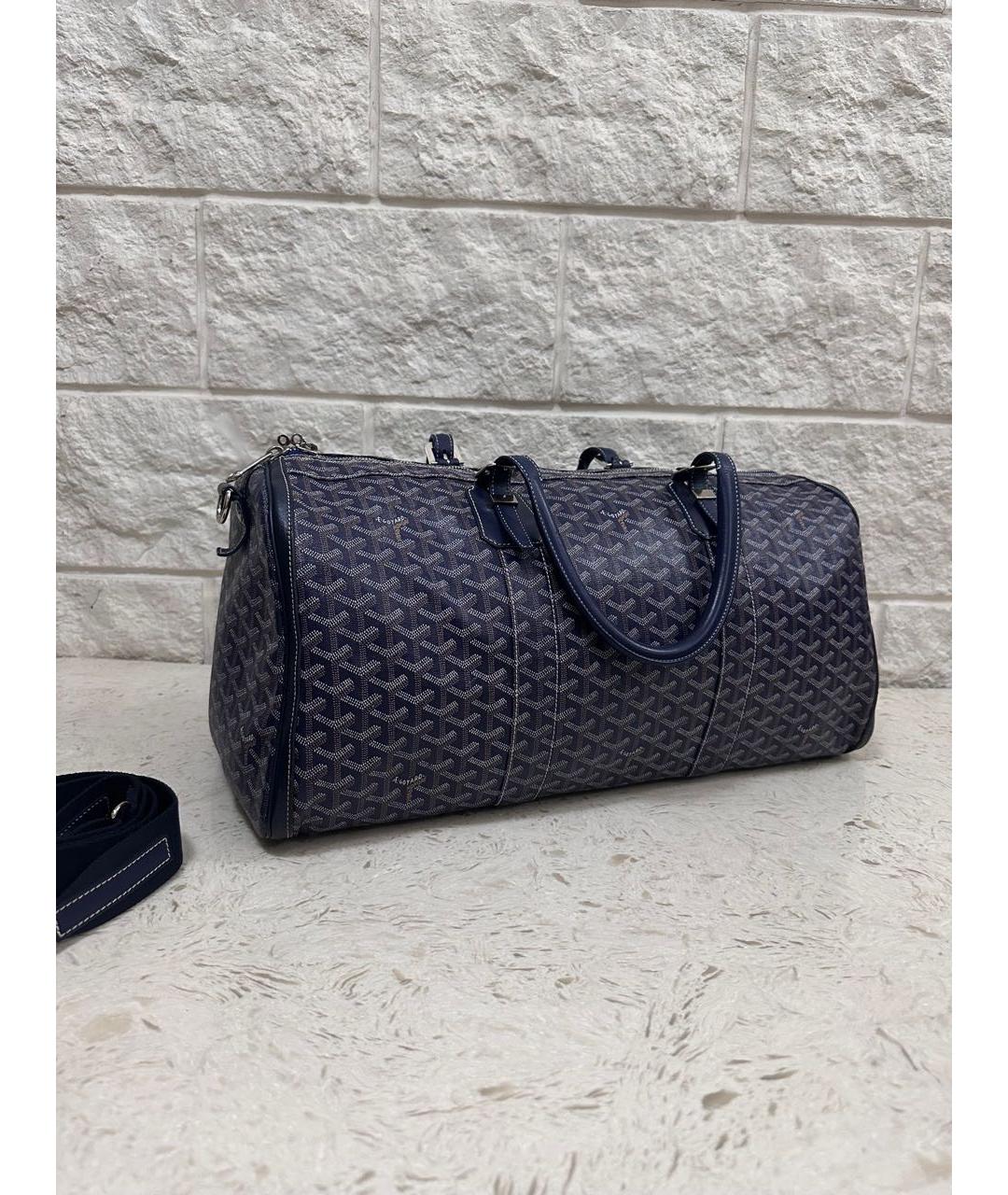 GOYARD Темно-синяя дорожная/спортивная сумка из канвы, фото 4