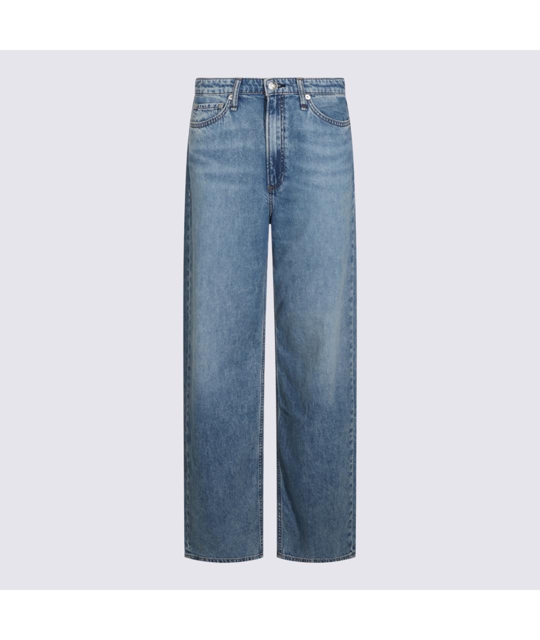 RAG & BONE Голубые хлопковые прямые джинсы, фото 5