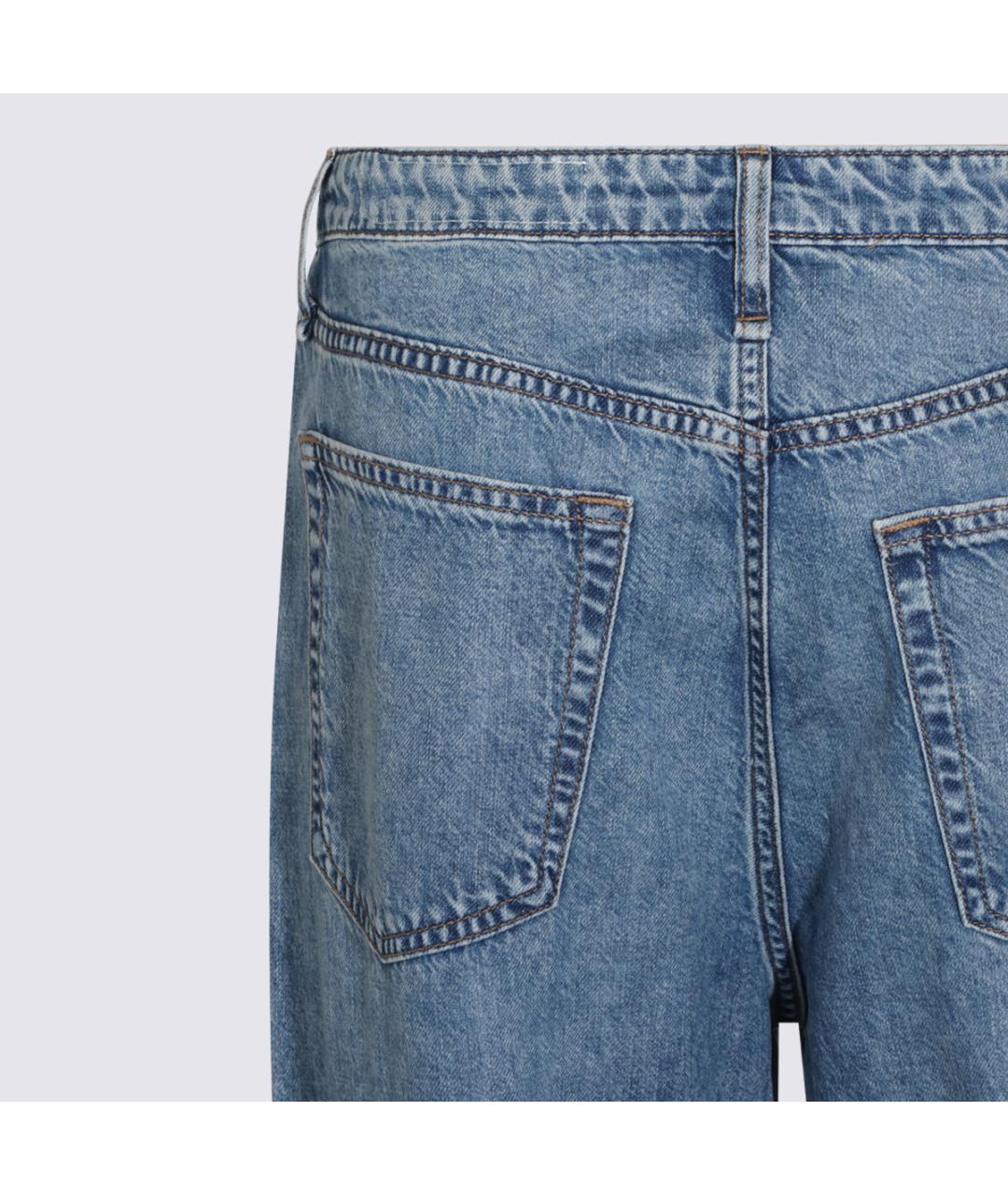 RAG & BONE Голубые хлопковые прямые джинсы, фото 4