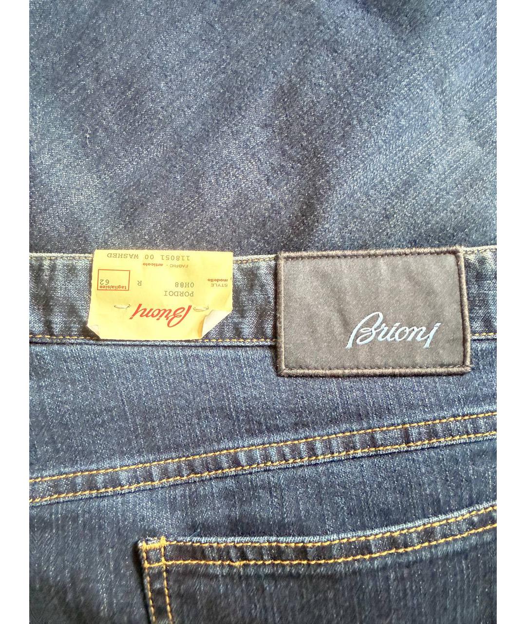BRIONI Темно-синие хлопковые прямые джинсы, фото 3