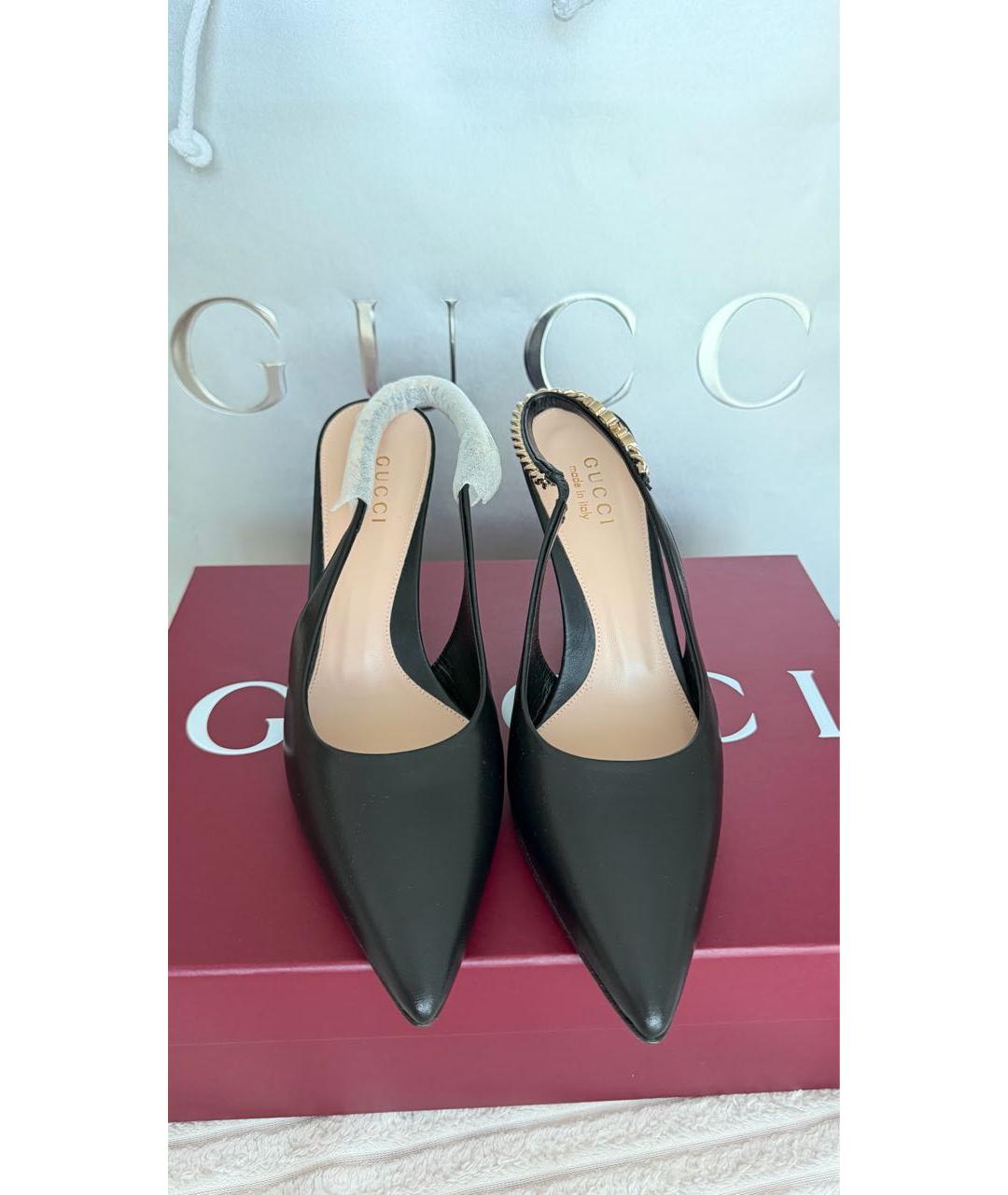 GUCCI Черные кожаные туфли, фото 3