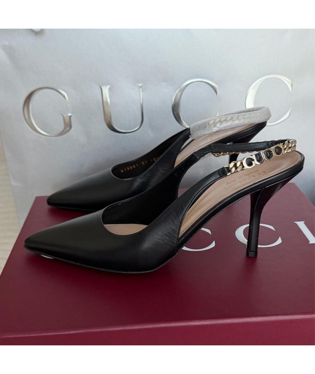 GUCCI Черные кожаные туфли, фото 5