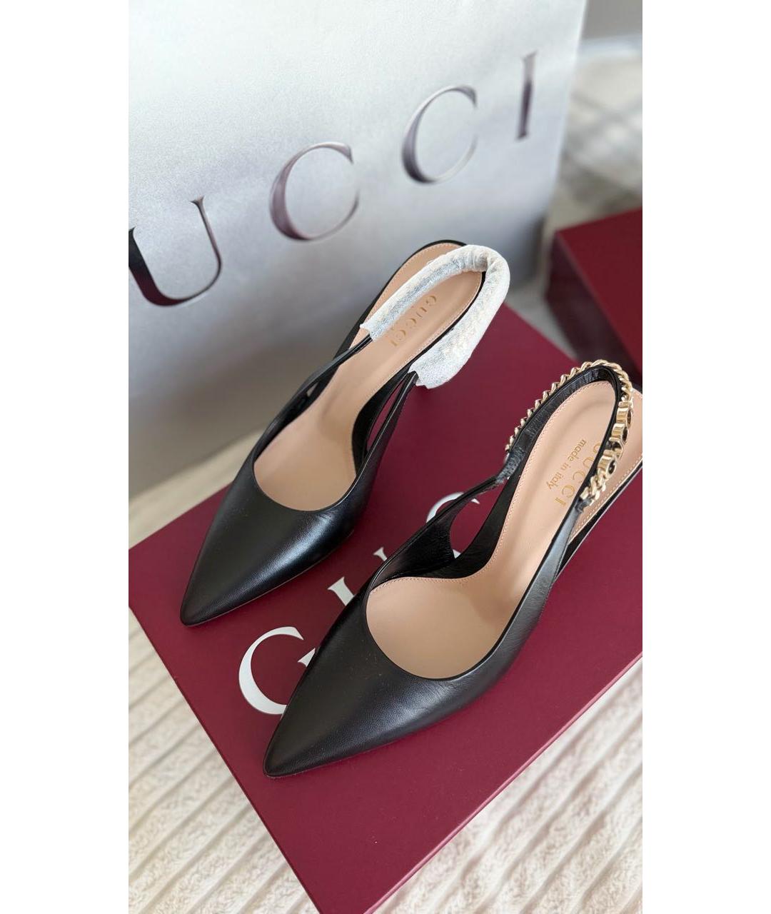 GUCCI Черные кожаные туфли, фото 2