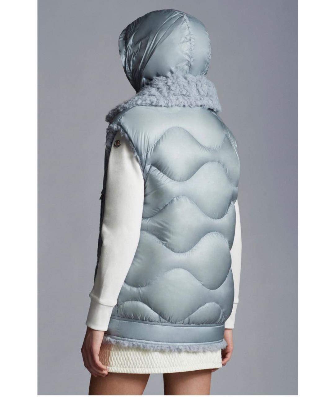 MONCLER Голубой нейлоновый жилет, фото 5