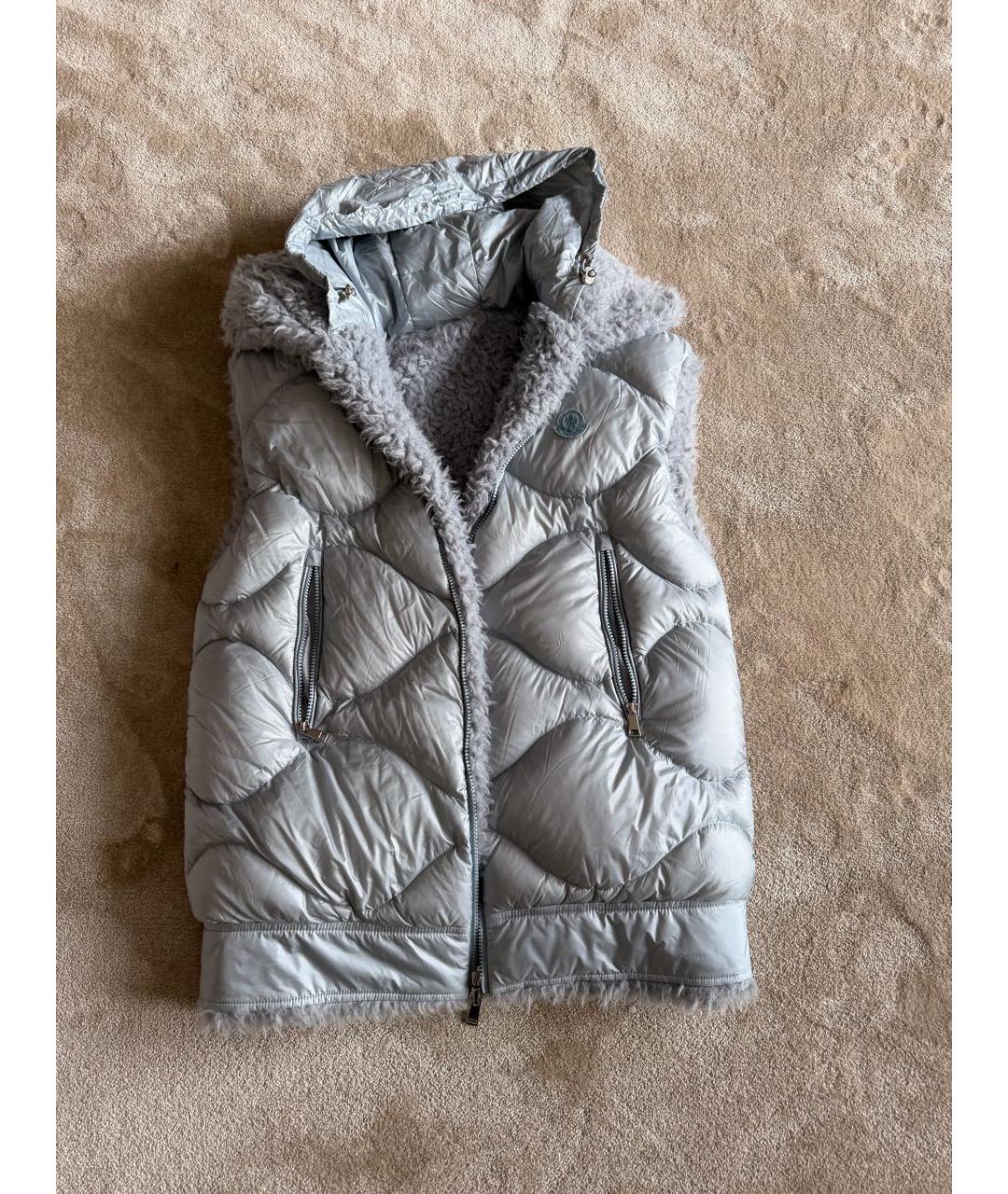 MONCLER Голубой нейлоновый жилет, фото 6