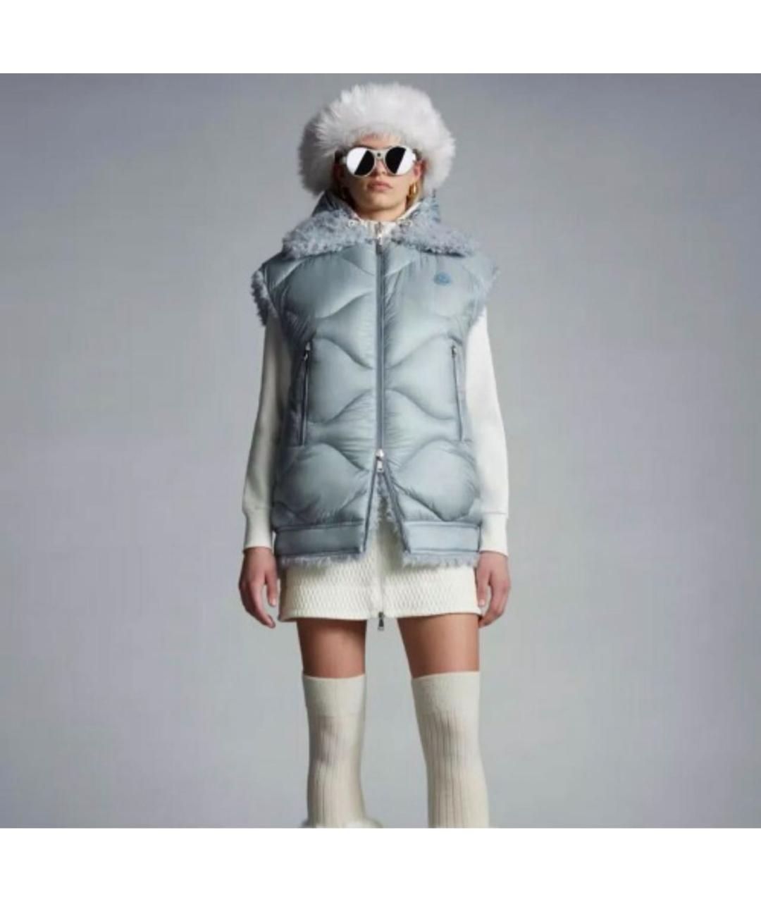 MONCLER Голубой нейлоновый жилет, фото 2
