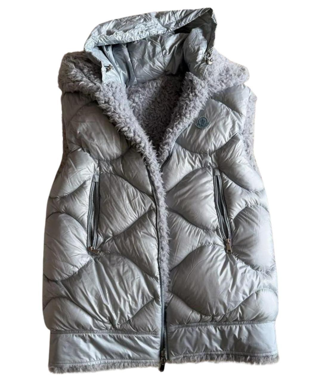 MONCLER Голубой нейлоновый жилет, фото 1