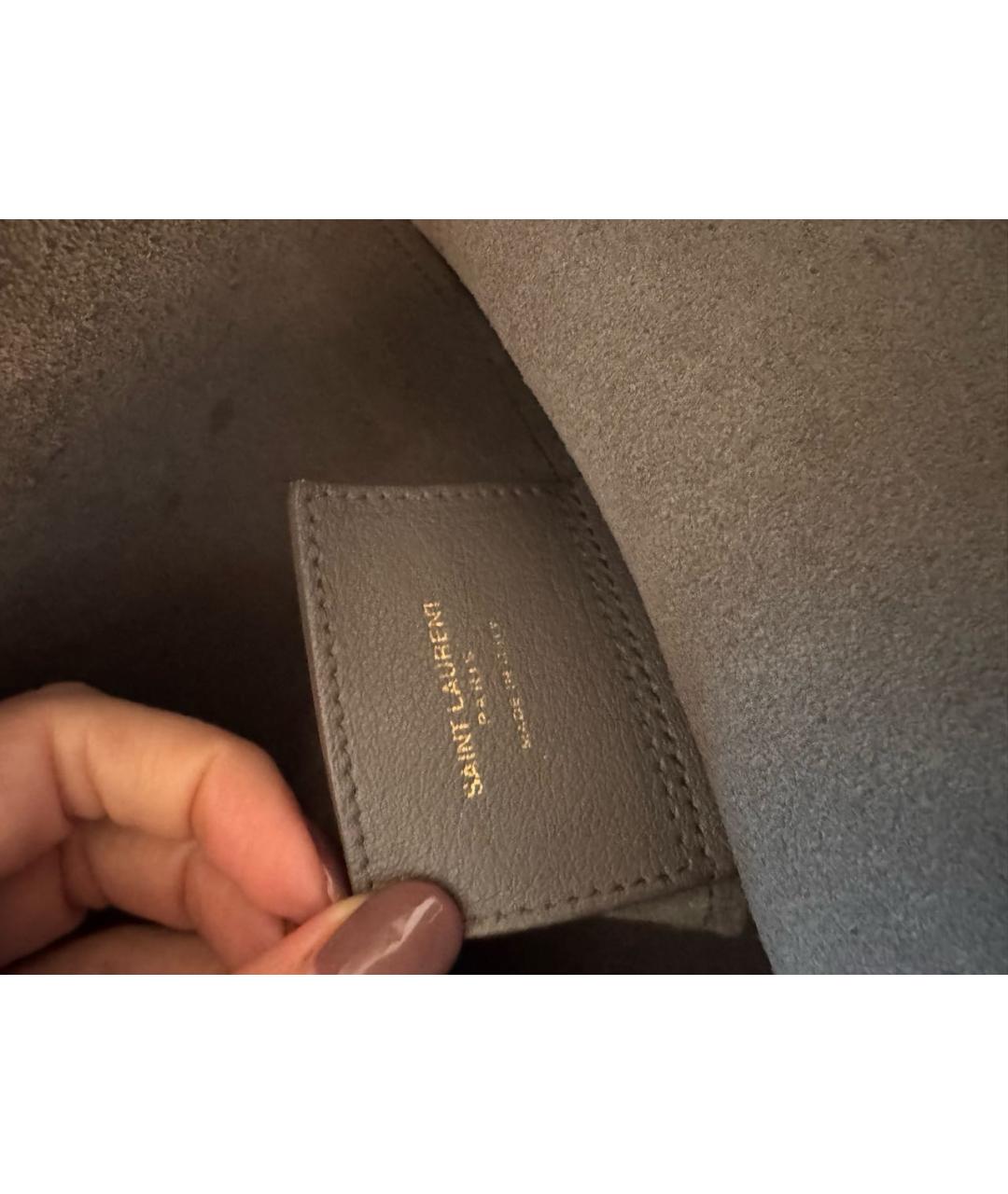 SAINT LAURENT Серая кожаная сумка тоут, фото 4