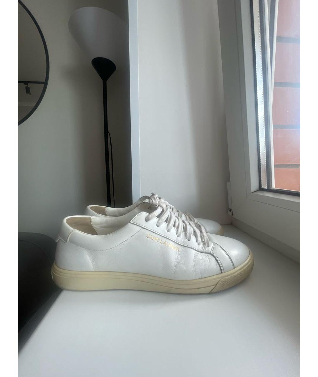 SAINT LAURENT Белые кожаные кеды, фото 9