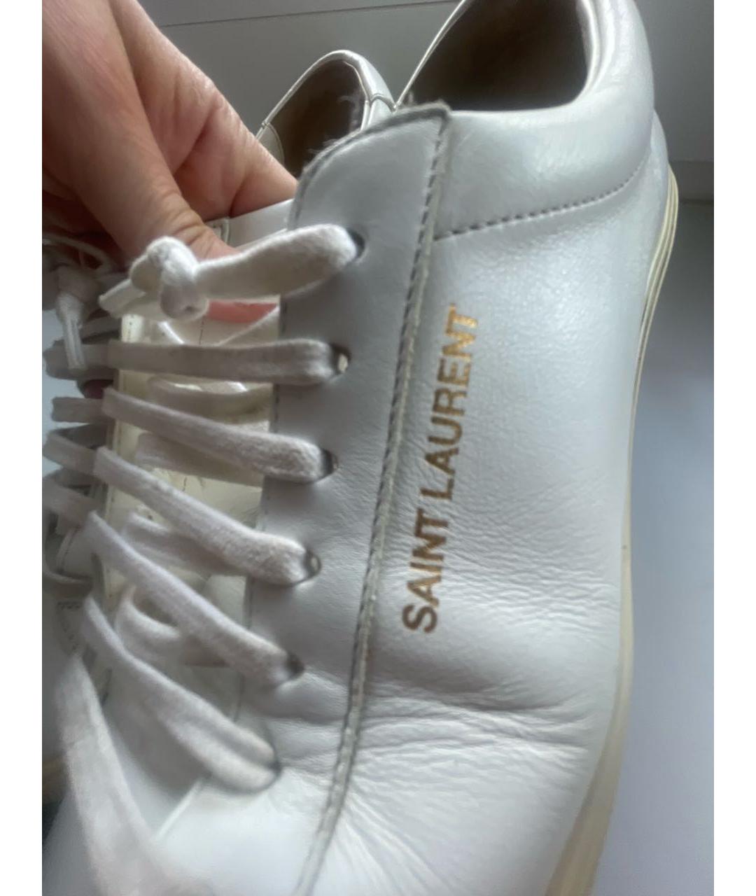 SAINT LAURENT Белые кожаные кеды, фото 7