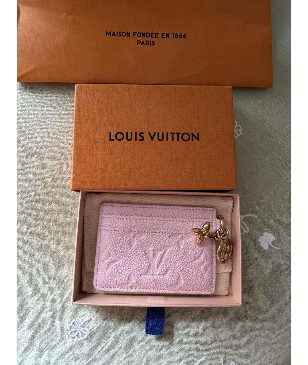 LOUIS VUITTON Розовый кожаный кардхолдер, фото 5
