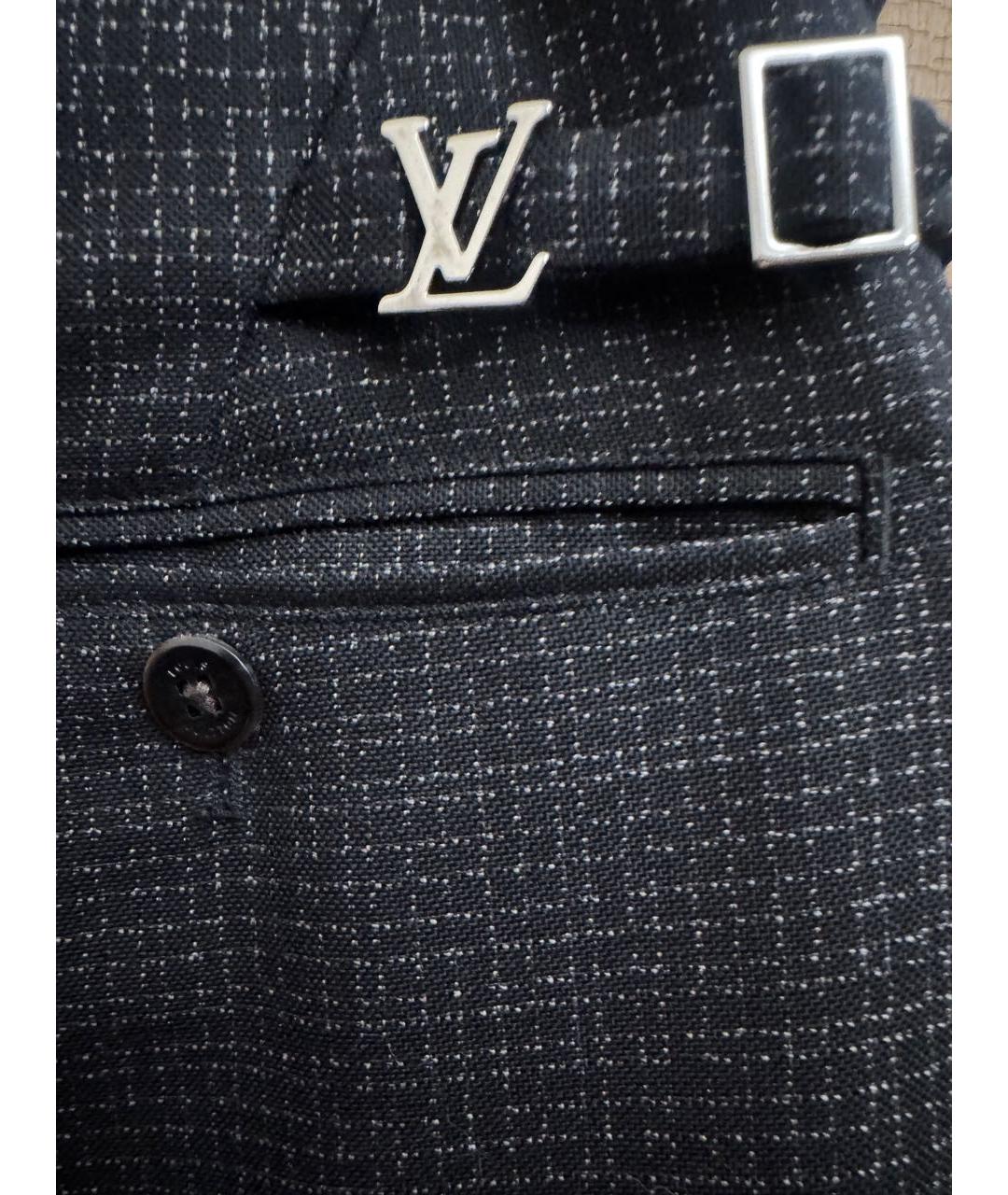 LOUIS VUITTON Антрацитовые вискозные повседневные брюки, фото 5
