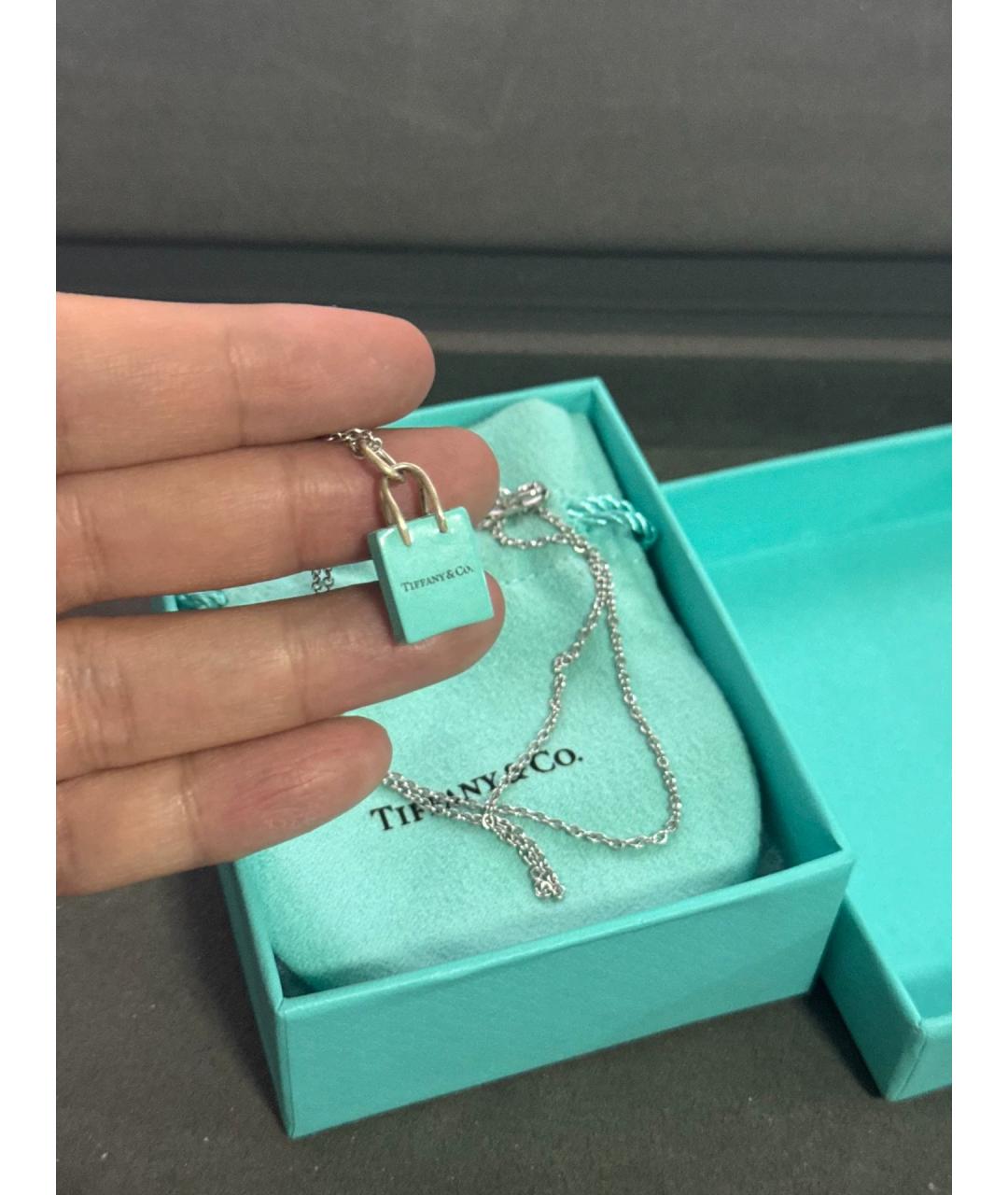 TIFFANY&CO Голубая серебряная подвеска, фото 4
