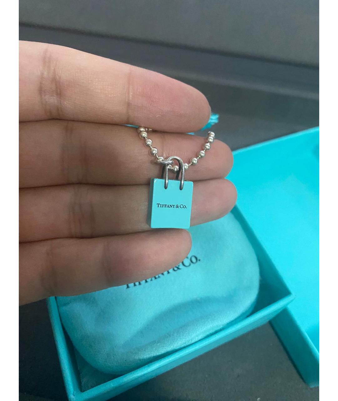 TIFFANY&CO Голубая серебряная подвеска, фото 4