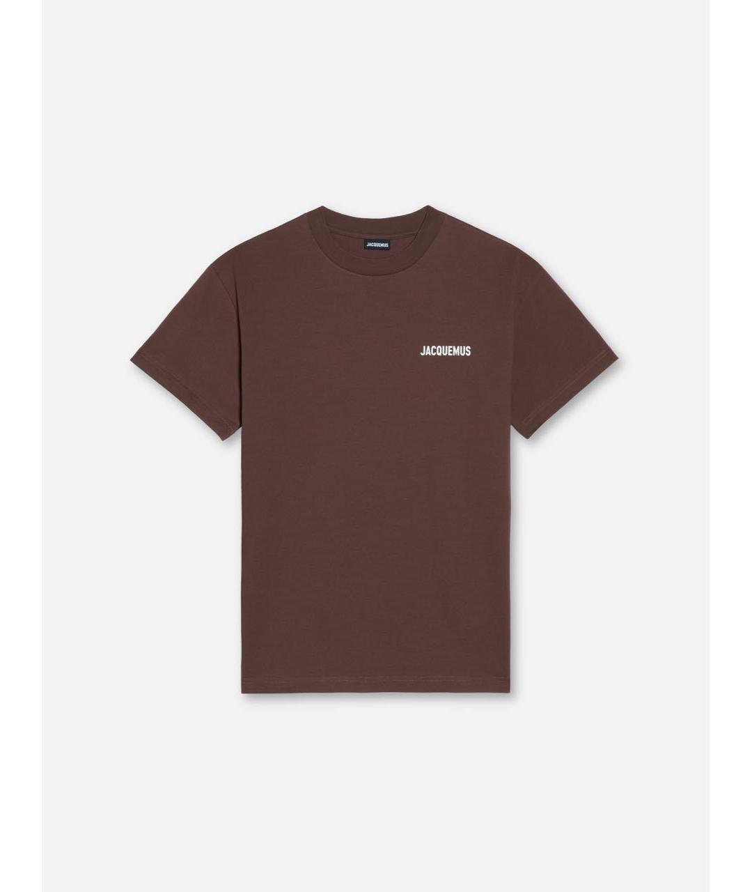JACQUEMUS Коричневая хлопковая футболка, фото 4