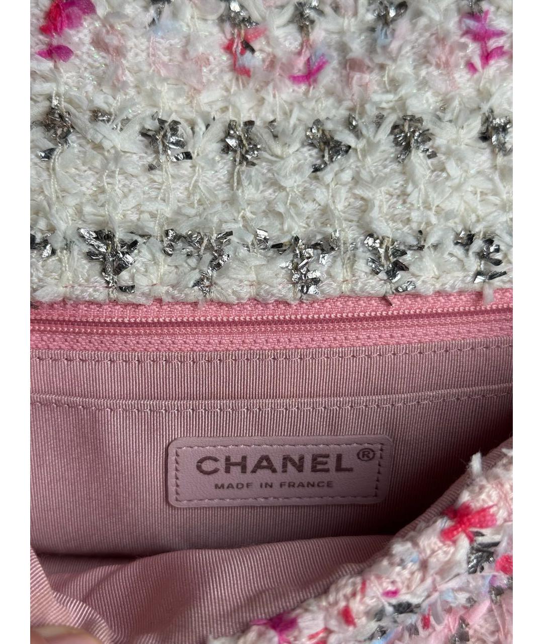 CHANEL Розовая твидовая сумка через плечо, фото 6