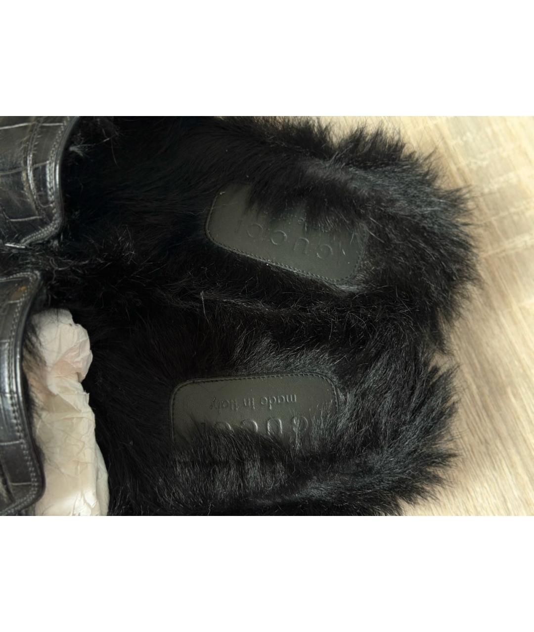 GUCCI Черные лоферы из кожи крокодила, фото 5