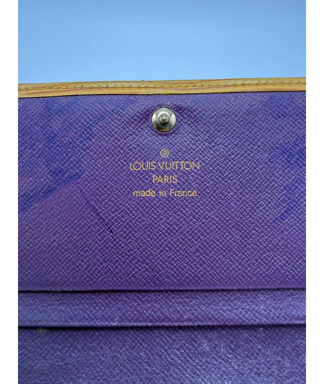LOUIS VUITTON Желтый кожаный кошелек, фото 4