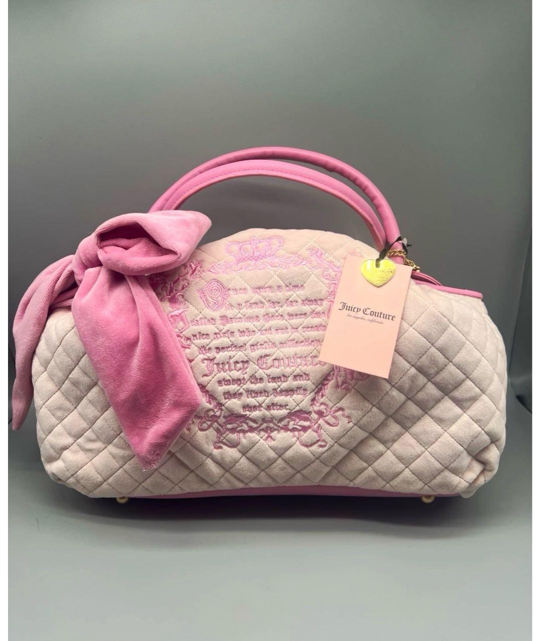 JUICY COUTURE Розовая бархатная сумка с короткими ручками, фото 5