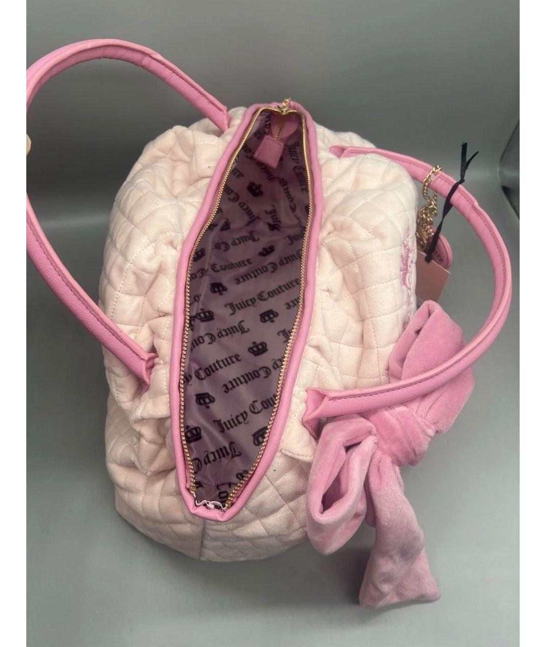 JUICY COUTURE Розовая бархатная сумка с короткими ручками, фото 3