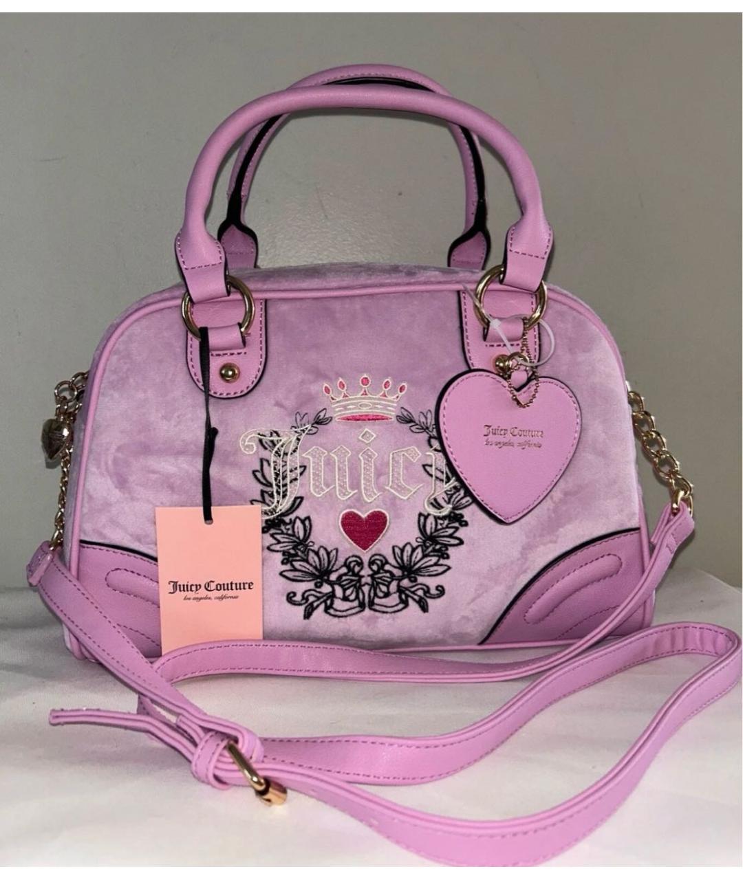 JUICY COUTURE Фиолетовая бархатная сумка с короткими ручками, фото 5