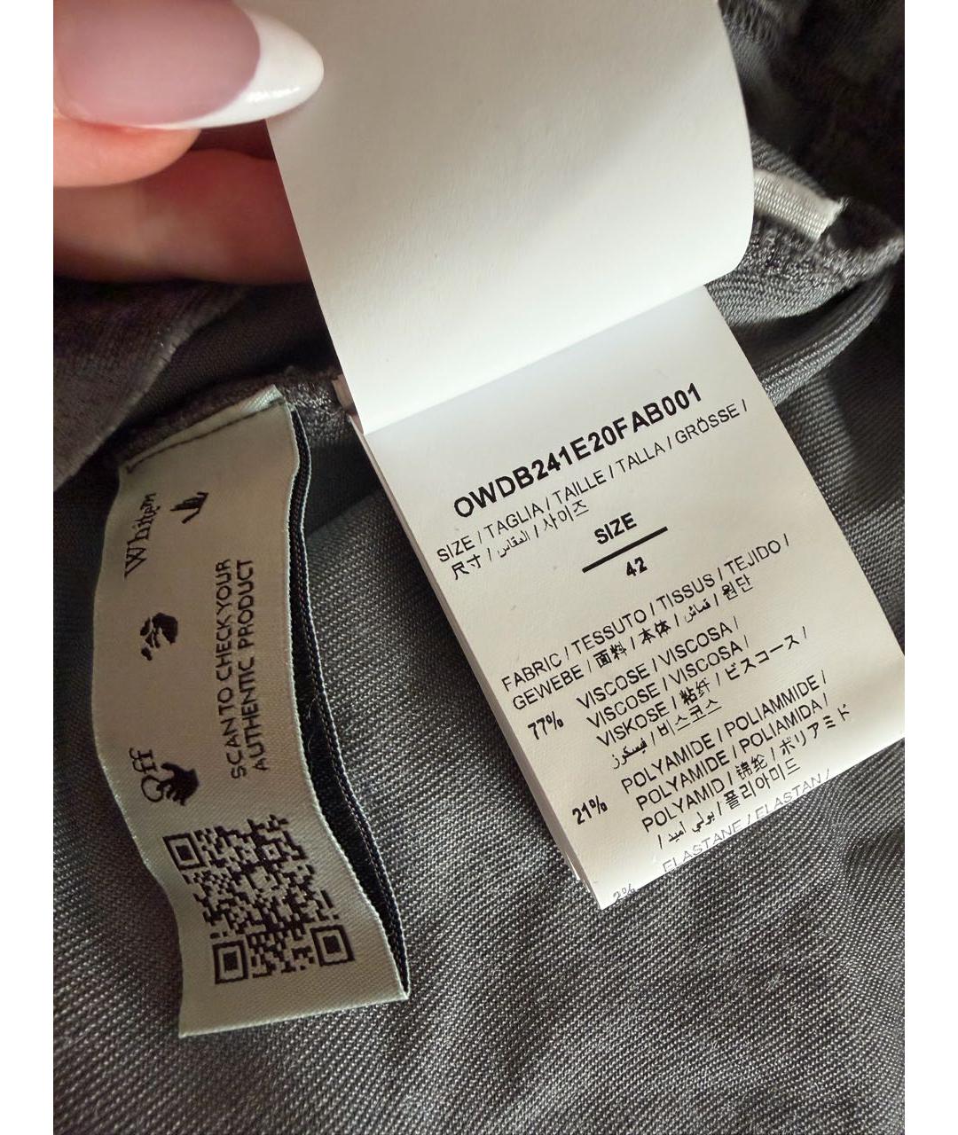 OFF-WHITE Серое вискозное платье, фото 4