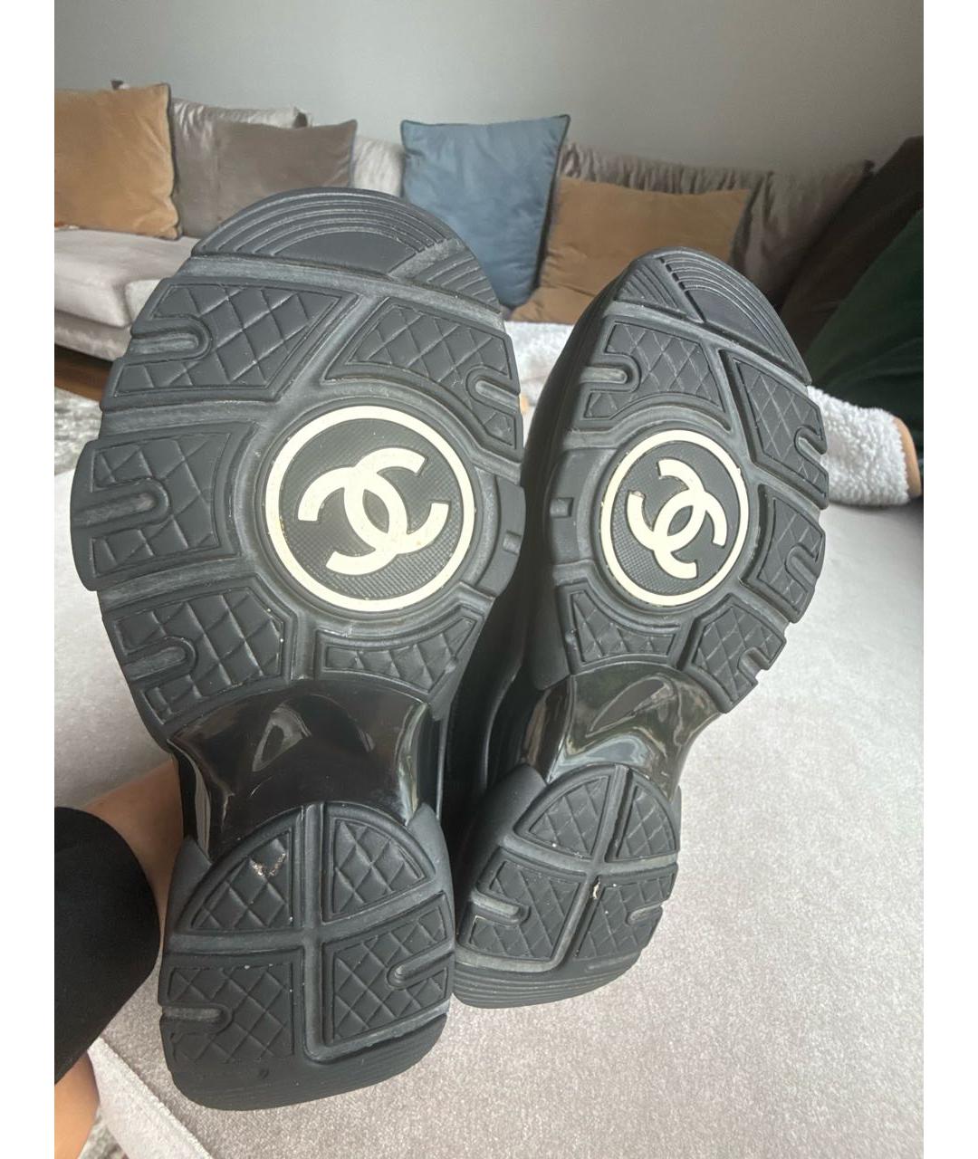 CHANEL Черные кожаные кроссовки, фото 5