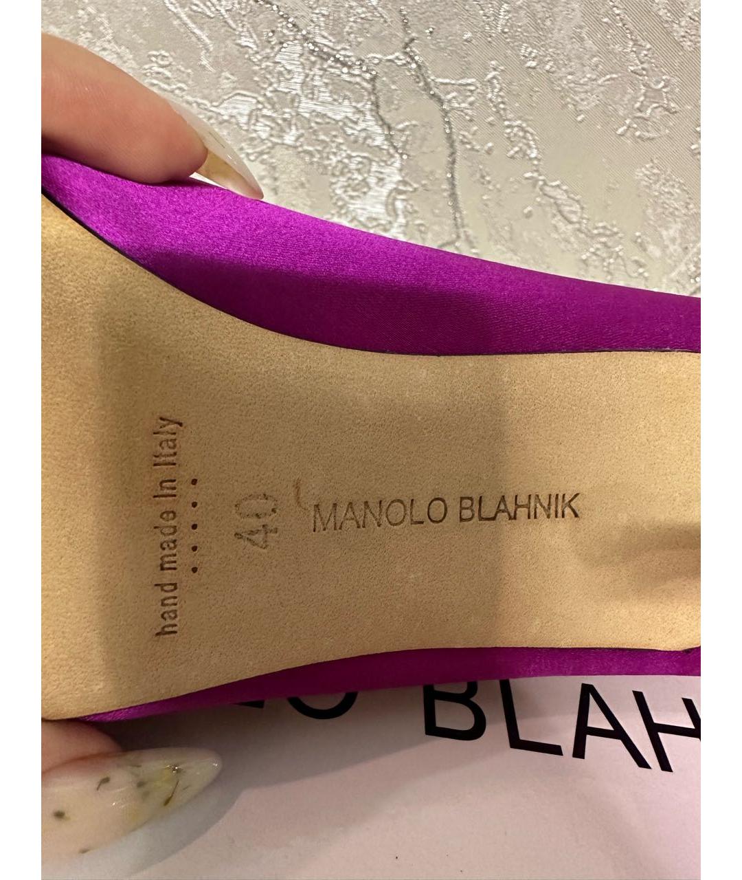 MANOLO BLAHNIK Фуксия текстильные туфли, фото 6