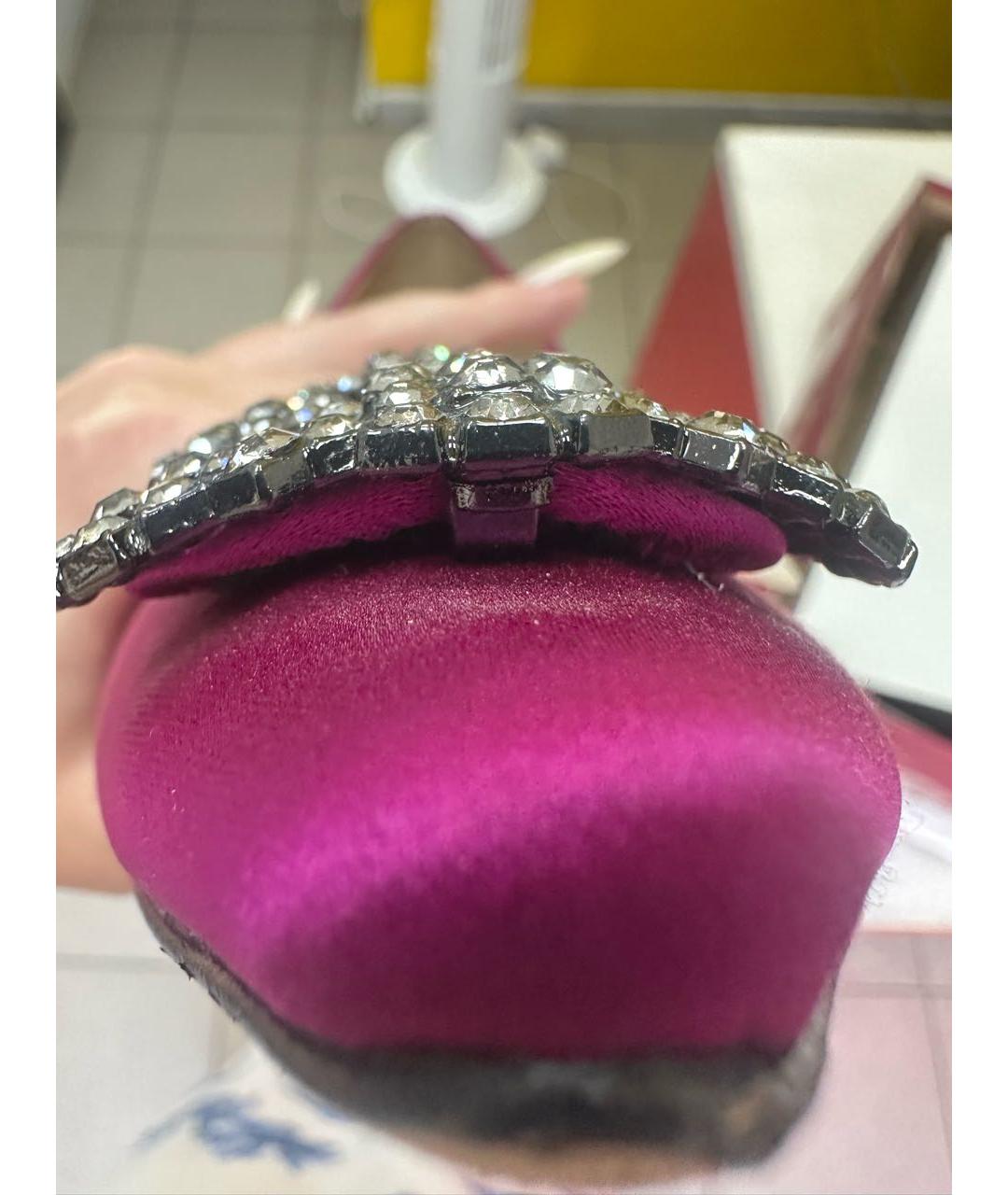 MANOLO BLAHNIK Фуксия текстильные туфли, фото 8