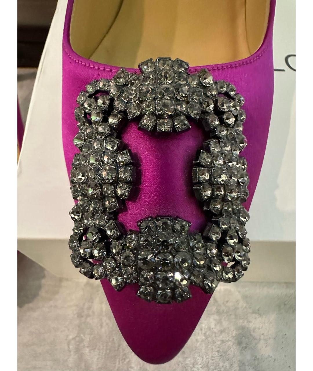 MANOLO BLAHNIK Фуксия текстильные туфли, фото 7
