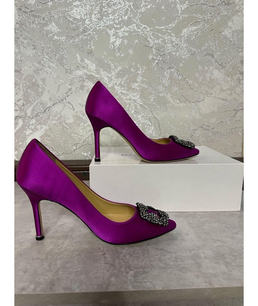 MANOLO BLAHNIK Фуксия текстильные туфли, фото 9