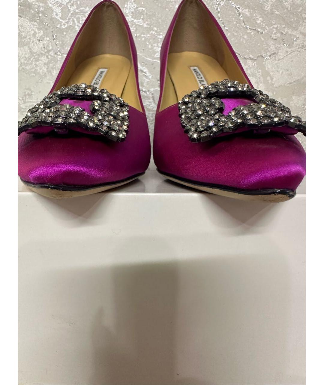 MANOLO BLAHNIK Фуксия текстильные туфли, фото 5