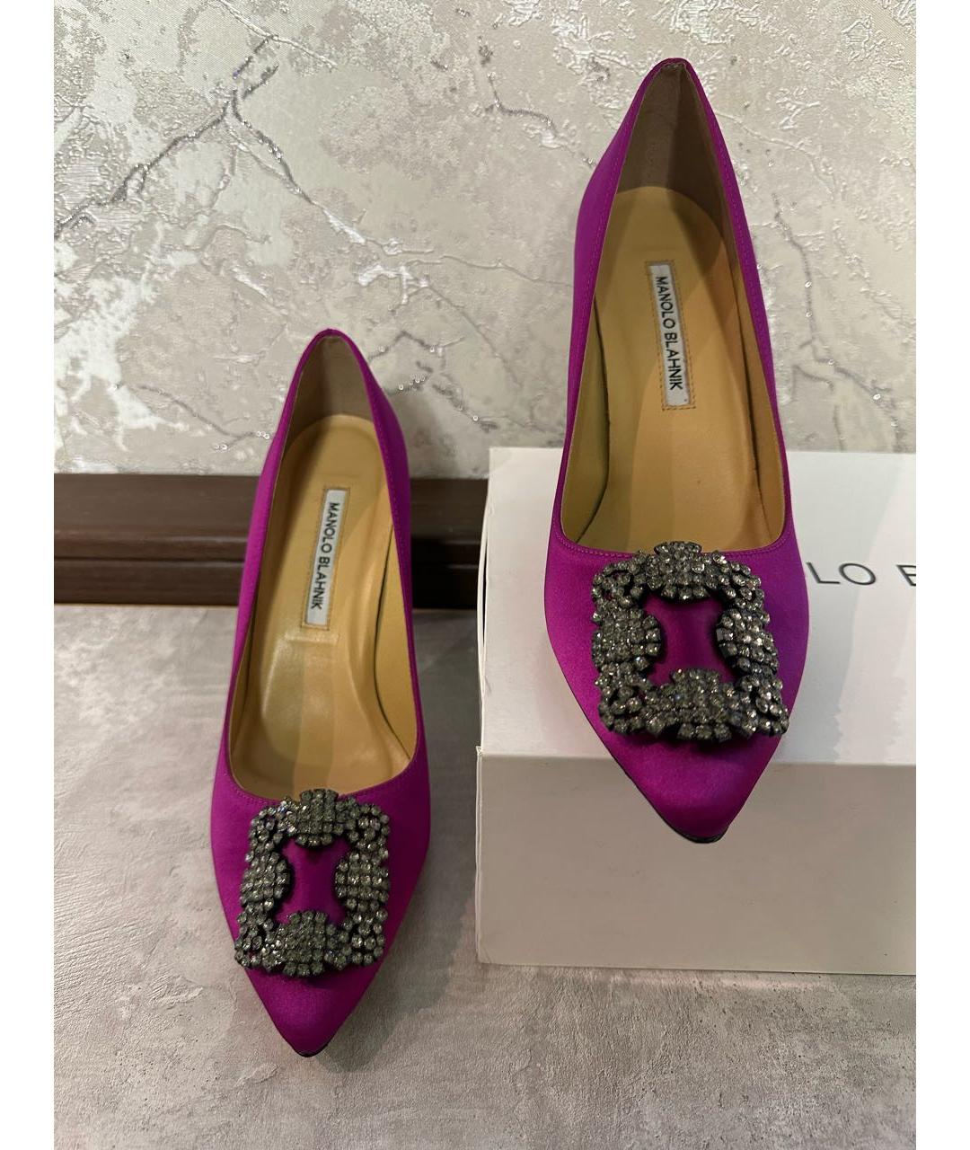 MANOLO BLAHNIK Фуксия текстильные туфли, фото 2