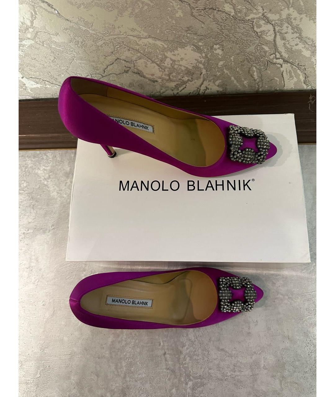 MANOLO BLAHNIK Фуксия текстильные туфли, фото 3