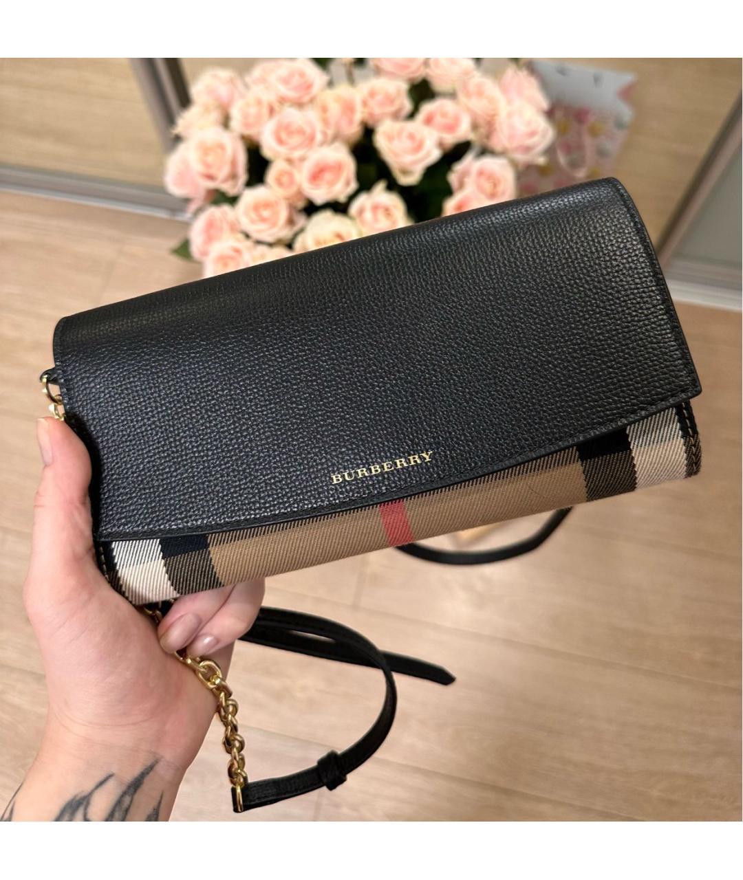 BURBERRY Черная кожаная сумка через плечо, фото 2