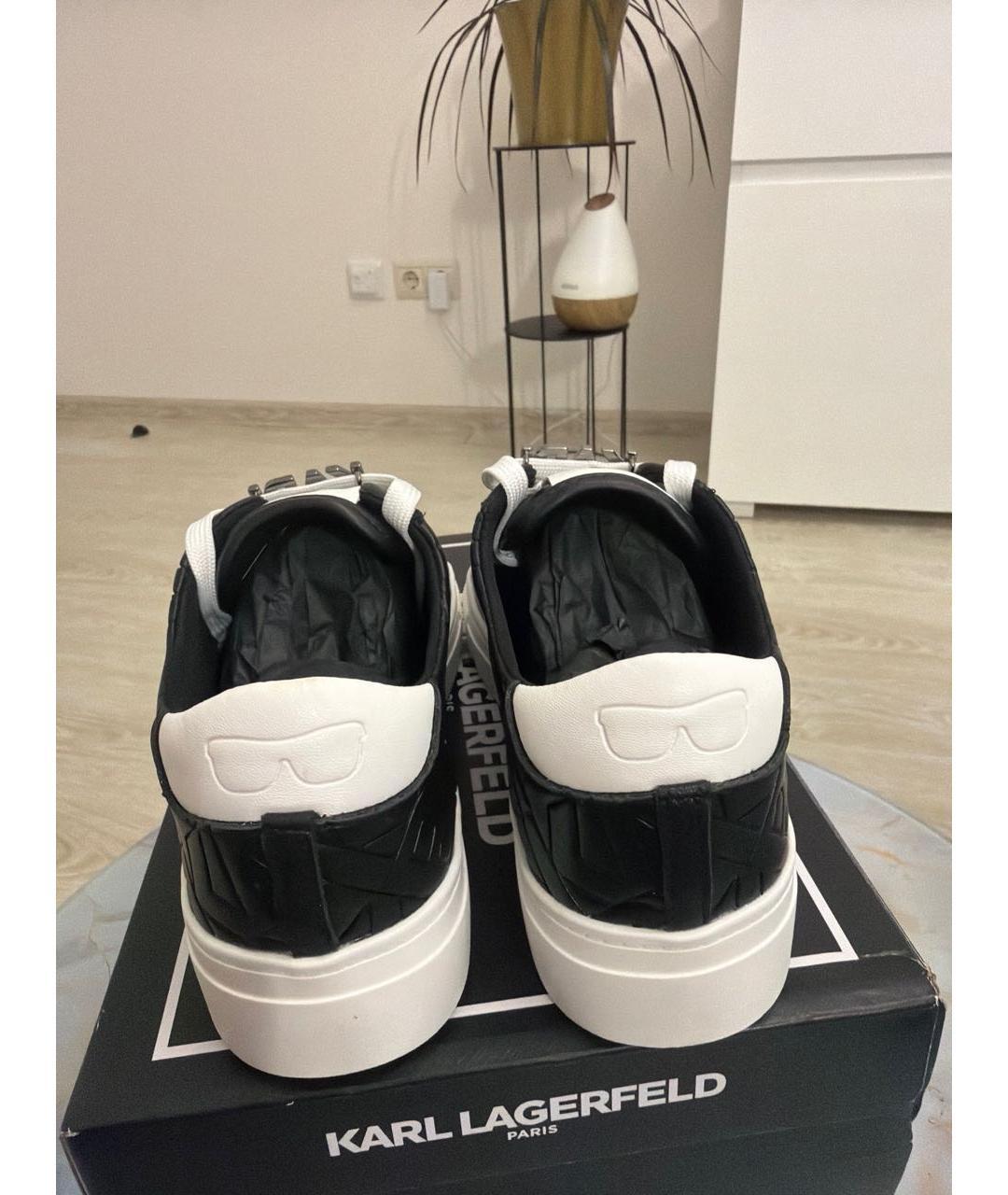 KARL LAGERFELD Черные кеды из искусственной кожи, фото 2