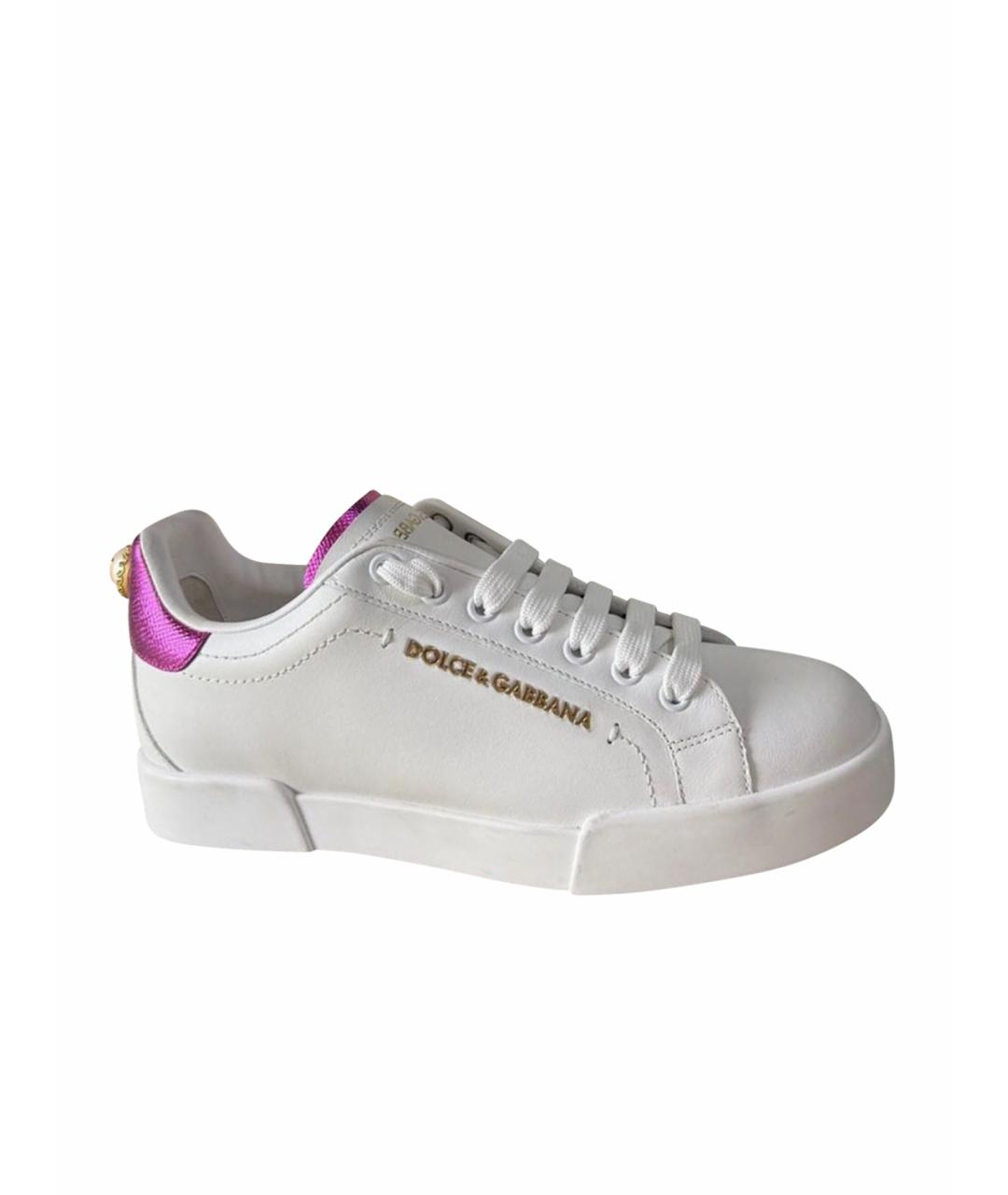 DOLCE&GABBANA Белые кожаные кеды, фото 10